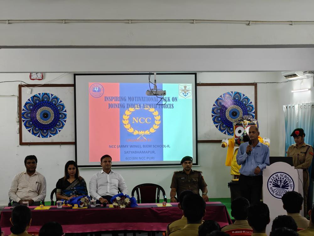 Cadets of BJEMS–II engaged in a motivating session with Maj Abhishek Dash and DSP Shrusty Pradhan. Truly inspiring!